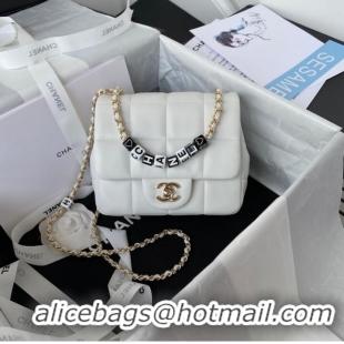 Well Crafted Chanel SMALL FLAP BAG Lambskin Resin & Gold-Tone Metal AS3330 white