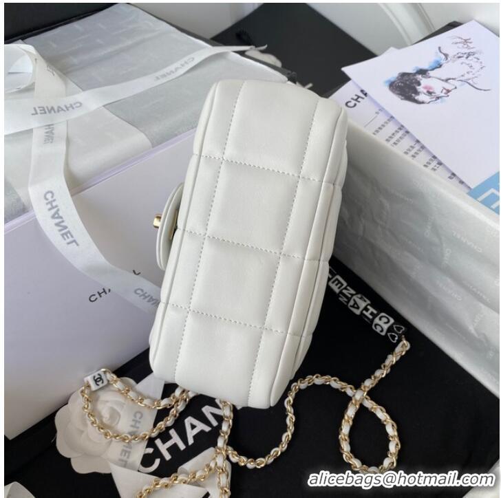 Well Crafted Chanel SMALL FLAP BAG Lambskin Resin & Gold-Tone Metal AS3330 white