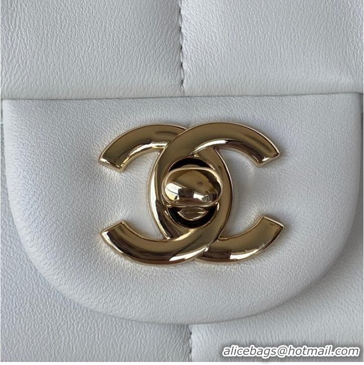 Well Crafted Chanel SMALL FLAP BAG Lambskin Resin & Gold-Tone Metal AS3330 white