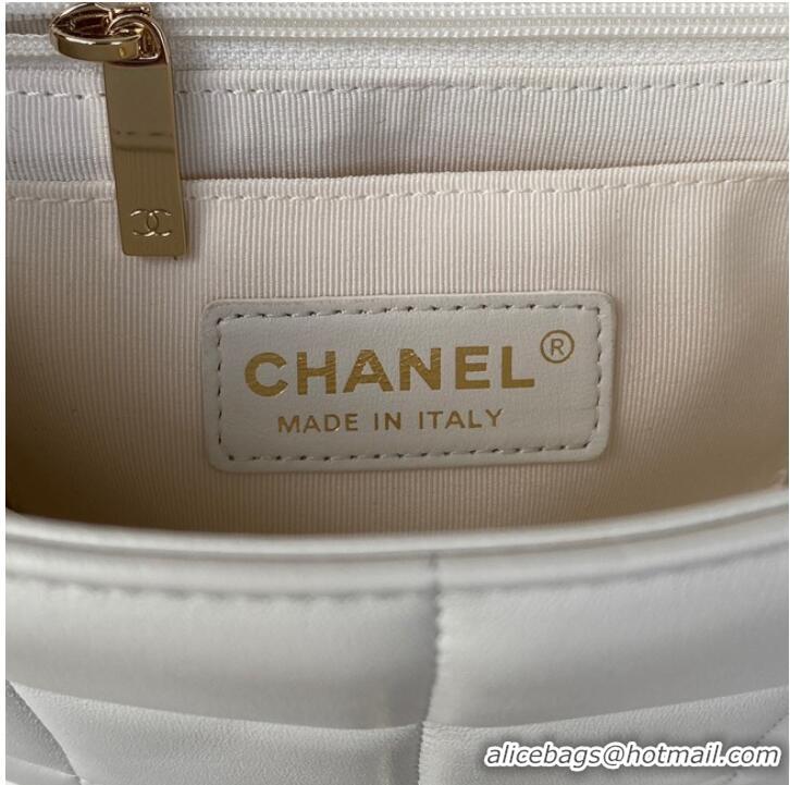 Well Crafted Chanel SMALL FLAP BAG Lambskin Resin & Gold-Tone Metal AS3330 white