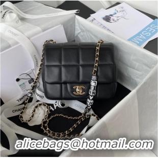 Super Quality Chanel SMALL FLAP BAG Lambskin Resin & Gold-Tone Metal AS3330 black