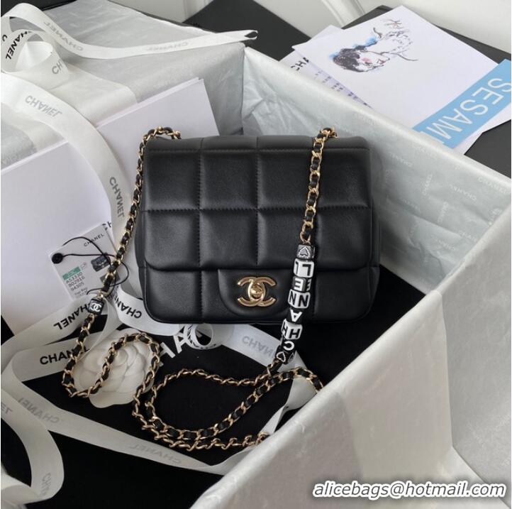 Super Quality Chanel SMALL FLAP BAG Lambskin Resin & Gold-Tone Metal AS3330 black