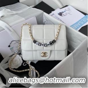 Classic Promotional Chanel SMALL FLAP BAG Lambskin Resin & Gold-Tone Metal AS3331 white