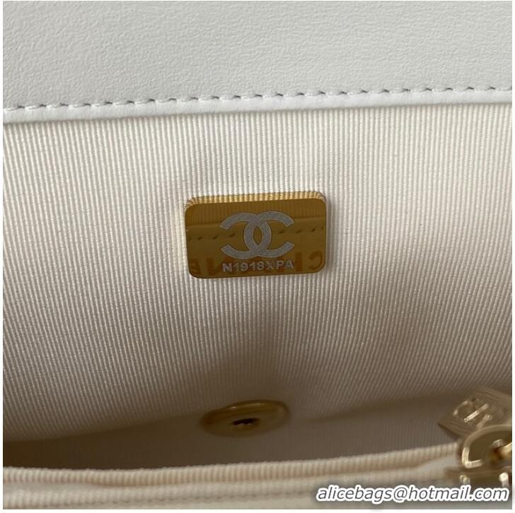 Classic Promotional Chanel SMALL FLAP BAG Lambskin Resin & Gold-Tone Metal AS3331 white