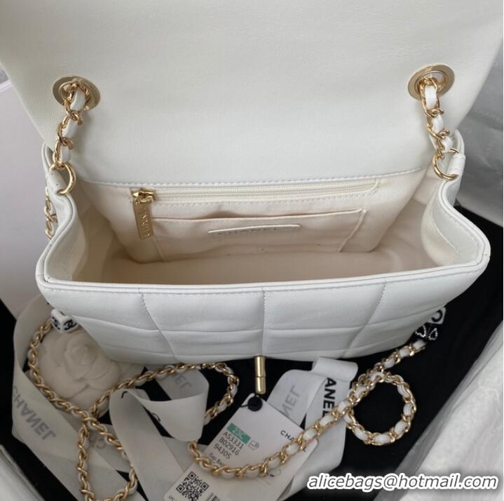 Classic Promotional Chanel SMALL FLAP BAG Lambskin Resin & Gold-Tone Metal AS3331 white