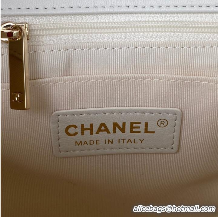 Classic Promotional Chanel SMALL FLAP BAG Lambskin Resin & Gold-Tone Metal AS3331 white