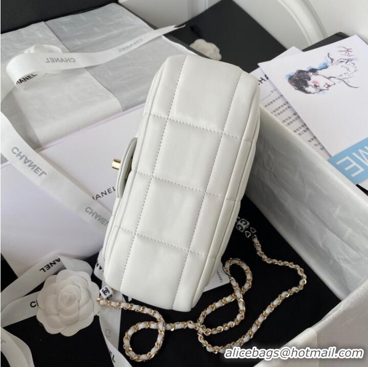 Classic Promotional Chanel SMALL FLAP BAG Lambskin Resin & Gold-Tone Metal AS3331 white