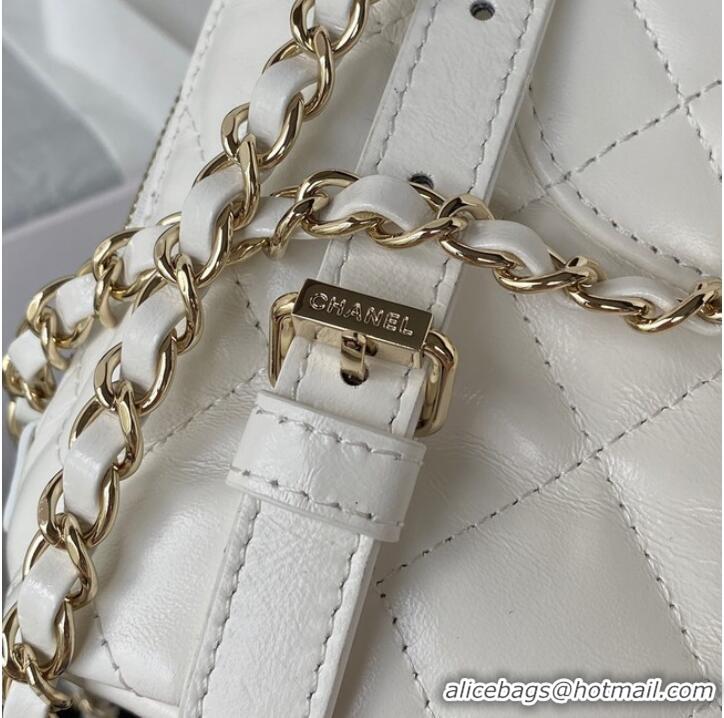 Pretty Style Chanel Lambskin & Gold-Tone Metal Backpack AS3332 white