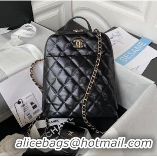 Good Product Chanel Lambskin & Gold-Tone Metal Backpack AS3332 black