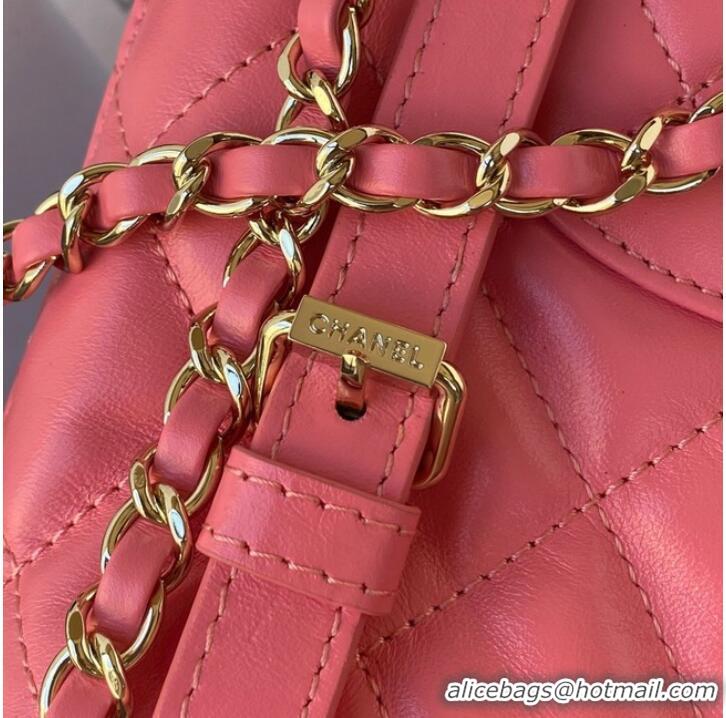 Affordable Price Chanel Lambskin & Gold-Tone Metal Backpack AS3332 pink