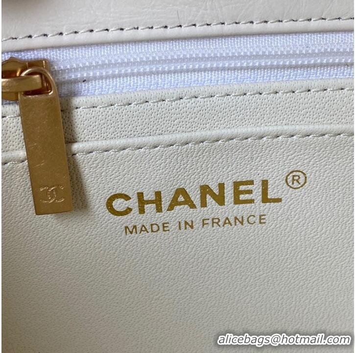 Best Price CHANEL CLASSIC WALLET ON CHAIN Calfskin & Gold-Tone Metal AS224 WHITE