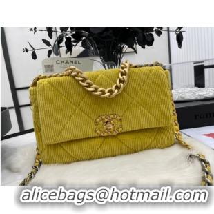 Free Shipping Promotional CHANEL 19 HANDBAG Corduroy AS1160 Green