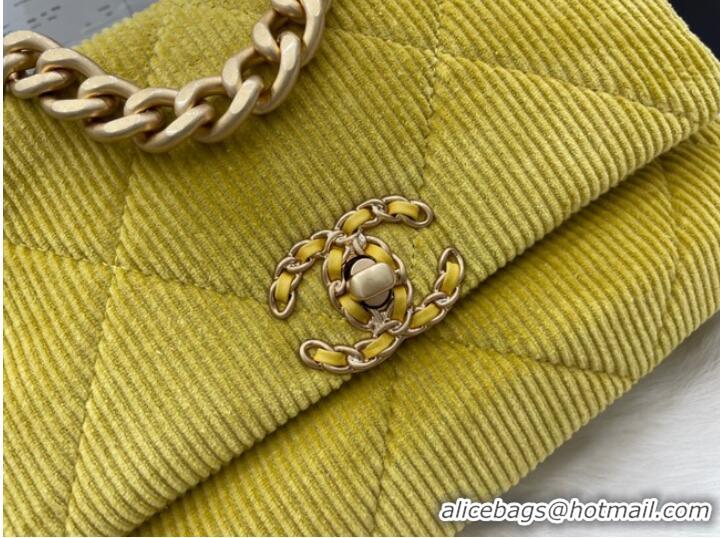 Free Shipping Promotional CHANEL 19 HANDBAG Corduroy AS1160 Green