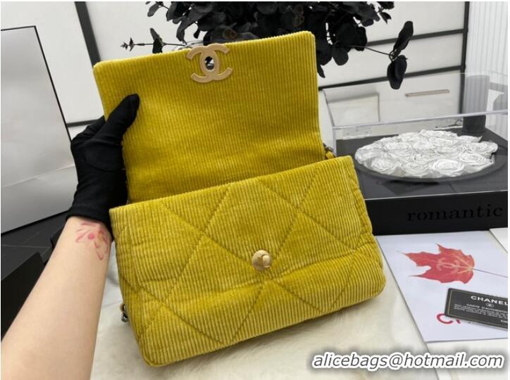 Free Shipping Promotional CHANEL 19 HANDBAG Corduroy AS1160 Green