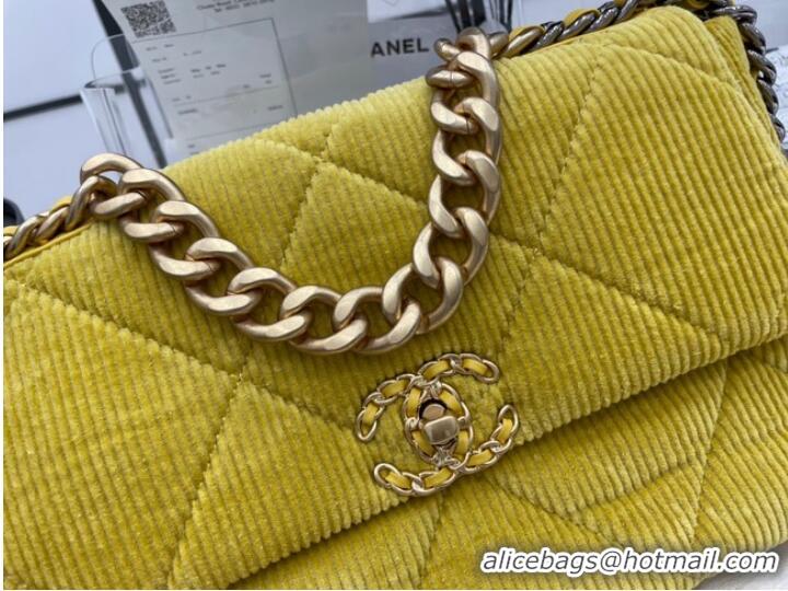 New Fashion CHANEL 19 HANDBAG Corduroy AS1161 Green