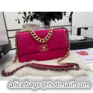 Traditional Discount CHANEL 19 HANDBAG Corduroy AS1160 Fuchsia