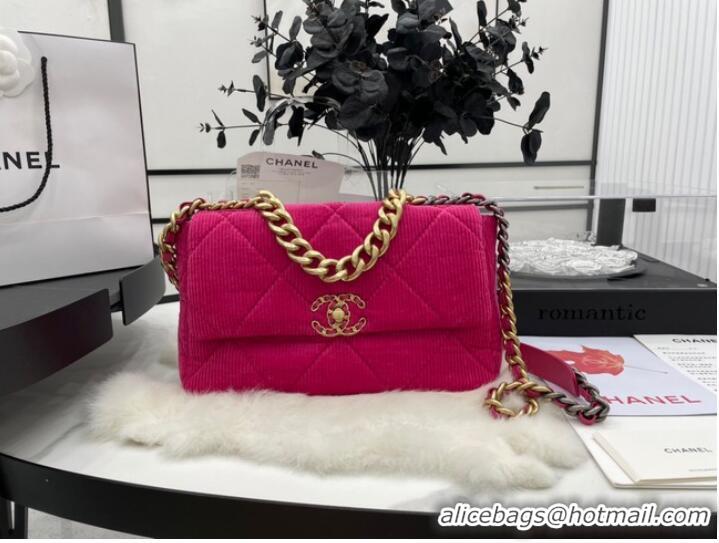 Traditional Discount CHANEL 19 HANDBAG Corduroy AS1160 Fuchsia