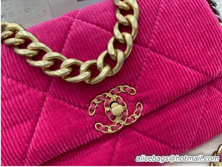 Traditional Discount CHANEL 19 HANDBAG Corduroy AS1160 Fuchsia