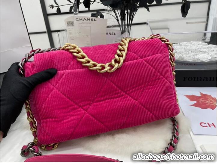 Traditional Discount CHANEL 19 HANDBAG Corduroy AS1160 Fuchsia