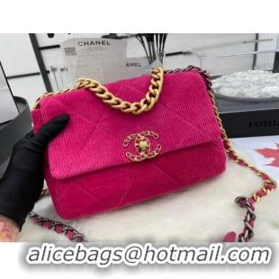 Good Product CHANEL 19 HANDBAG Corduroy AS1161 Fuchsia