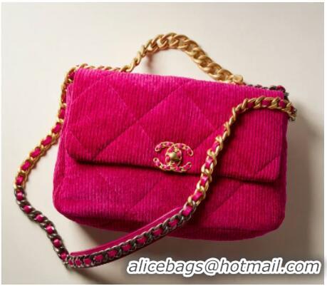 Good Product CHANEL 19 HANDBAG Corduroy AS1161 Fuchsia