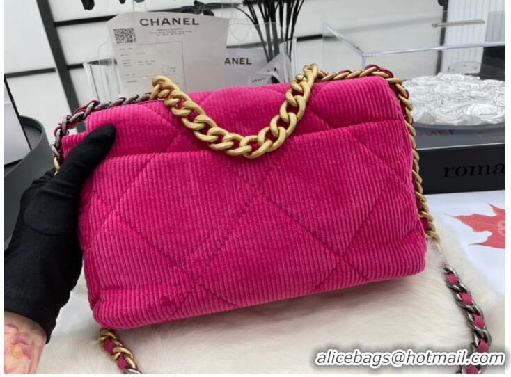 Good Product CHANEL 19 HANDBAG Corduroy AS1161 Fuchsia