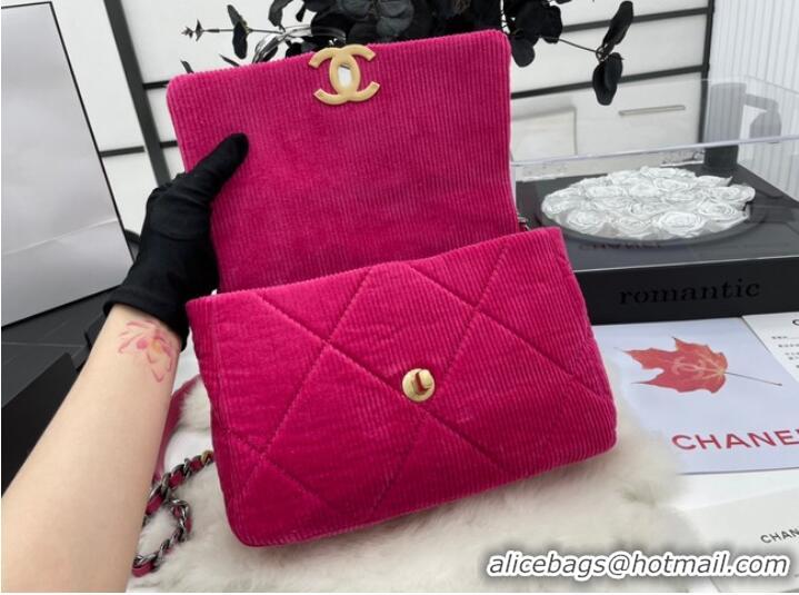 Good Product CHANEL 19 HANDBAG Corduroy AS1161 Fuchsia