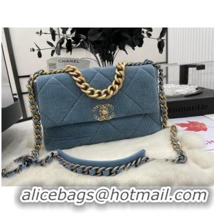 Good Promotional CHANEL 19 HANDBAG Corduroy AS1161 Light Blue