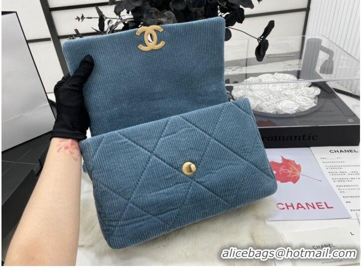 Good Promotional CHANEL 19 HANDBAG Corduroy AS1161 Light Blue