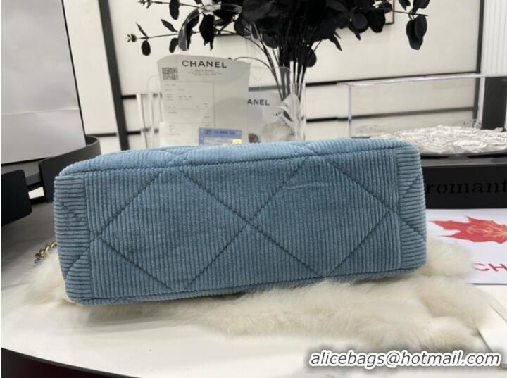 Good Promotional CHANEL 19 HANDBAG Corduroy AS1161 Light Blue