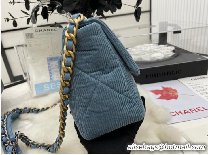 Good Promotional CHANEL 19 HANDBAG Corduroy AS1161 Light Blue