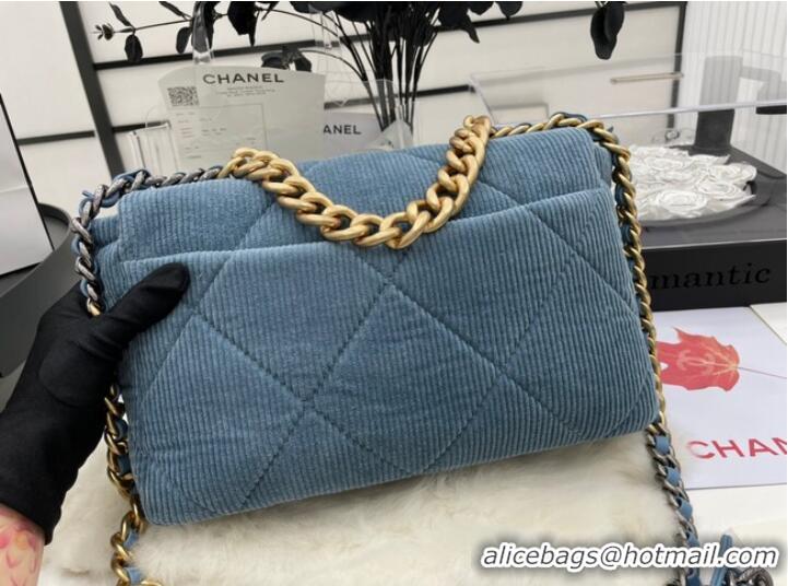 Good Promotional CHANEL 19 HANDBAG Corduroy AS1161 Light Blue