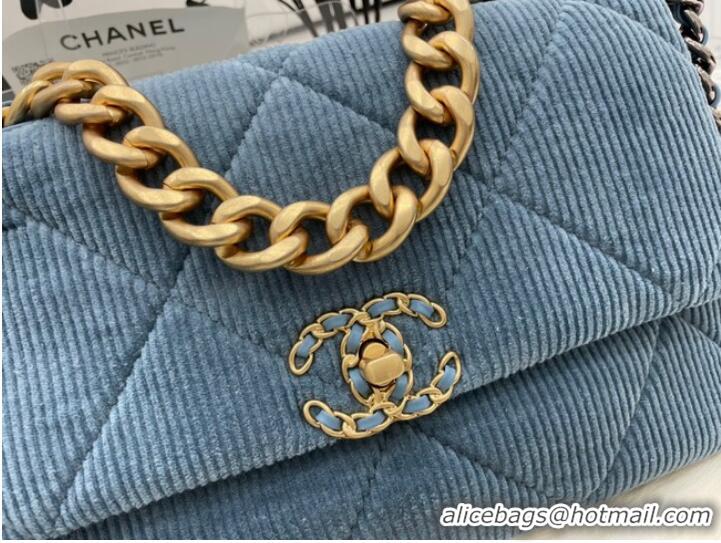 Good Promotional CHANEL 19 HANDBAG Corduroy AS1161 Light Blue