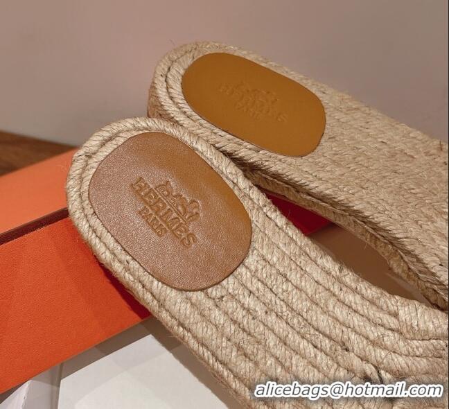 Unique Style Hermes Aloha Lambskin Flat Slide Sandal Brown 072192