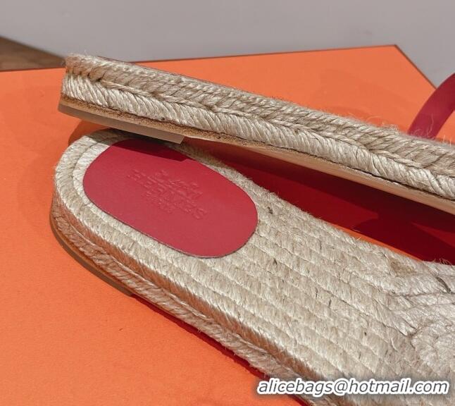 Good Quality Hermes Aloha Lambskin Flat Slide Sandal Dark Pink 072195