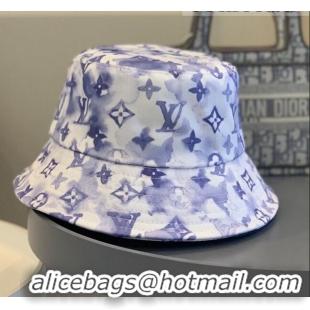 Super Quality Louis Vuitton Monogram Watercolor Bucket Hat LV1740 Blue/White 2021