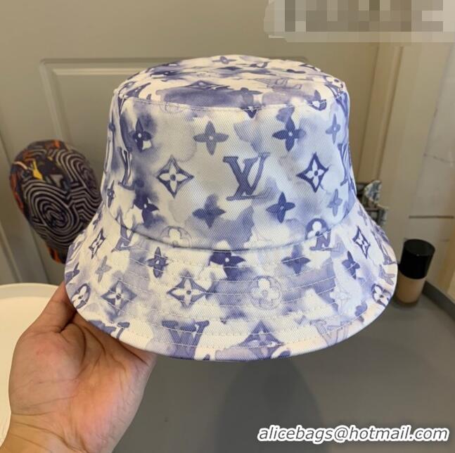 Super Quality Louis Vuitton Monogram Watercolor Bucket Hat LV1740 Blue/White 2021