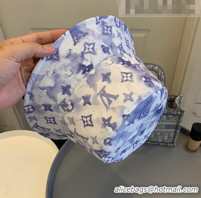 Super Quality Louis Vuitton Monogram Watercolor Bucket Hat LV1740 Blue/White 2021