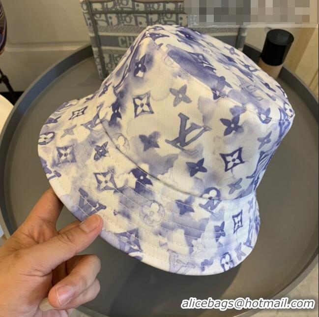 Super Quality Louis Vuitton Monogram Watercolor Bucket Hat LV1740 Blue/White 2021