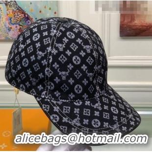 Unique Style Louis Vuitton Monogram Ox Jacquard Canvas Baseball Hat LV0175 Black 2021