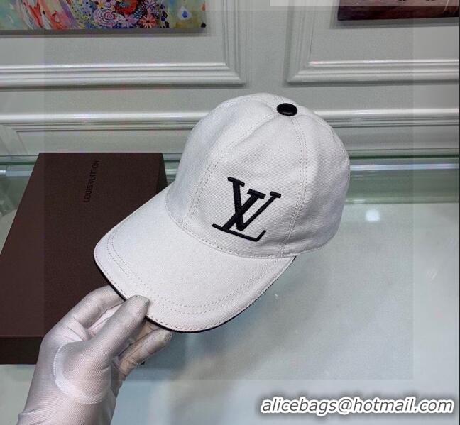 Popular Style Louis Vuitton Canvas Baseball Hat LV1840 White 2021