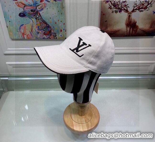 Popular Style Louis Vuitton Canvas Baseball Hat LV1840 White 2021