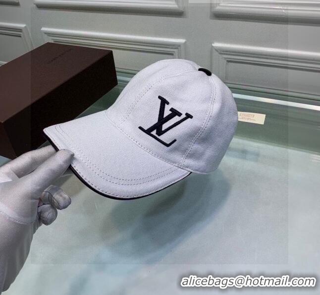 Popular Style Louis Vuitton Canvas Baseball Hat LV1840 White 2021