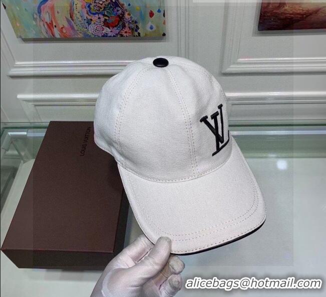 Popular Style Louis Vuitton Canvas Baseball Hat LV1840 White 2021