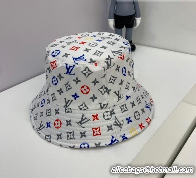 Top Grade Louis Vuitton Multicolored Monogram Bucket Hat LV1879 White 2021