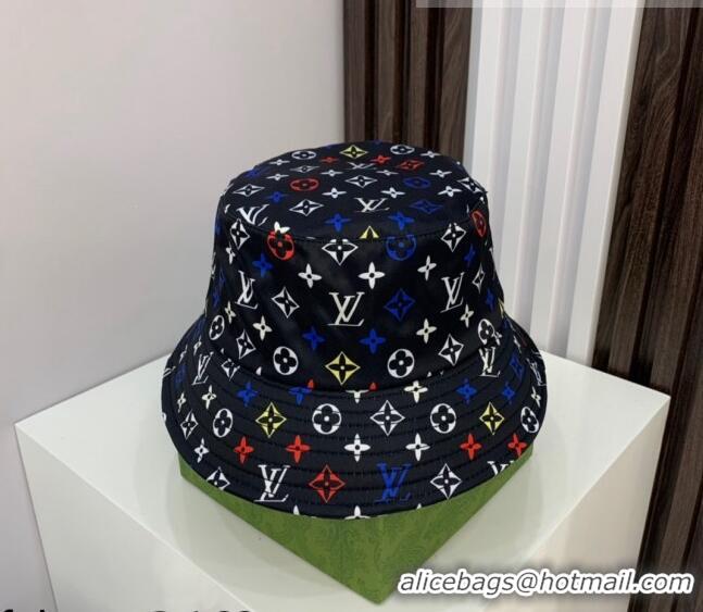 Super Quality Louis Vuitton Multicolored Monogram Bucket Hat LV1879 Black 2021