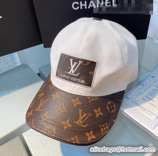 Grade Quality Louis Vuitton Monogram Canvas Baseball Hat LV1901 White 2021