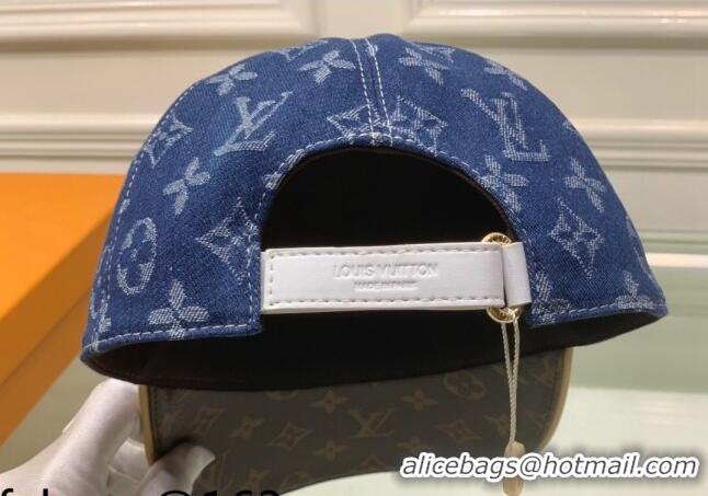 Inexpensive Louis Vuitton Monogram Denim Signature Baseball Hat LV2815 Dark Blue/Brown 2021