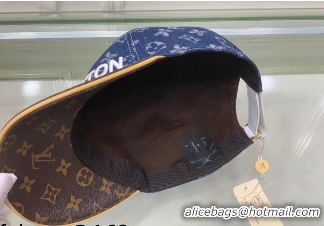 Inexpensive Louis Vuitton Monogram Denim Signature Baseball Hat LV2815 Dark Blue/Brown 2021