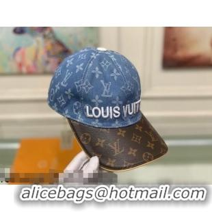 Discount Louis Vuitton Monogram Denim Signature Baseball Hat LV2815 Light Blue/Brown 2021